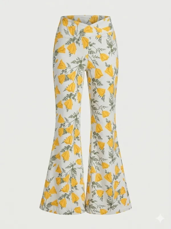 We The Free Yellow Floral Boot Cut Pants - Image 2
