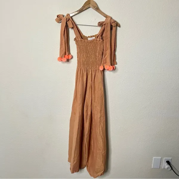 Anthropologie Sundress Pom‎ Jumpsuit Tie Straps Wide Leg Womens Size XS / S - Image 7
