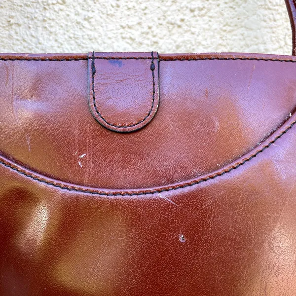 Hobo Intl Reddish Brown Leather Tote Bag Double Handle - Image 3