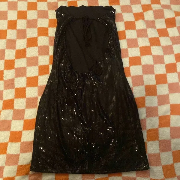 Lioness Black Sequins Strapless Mini Dress - Image 4