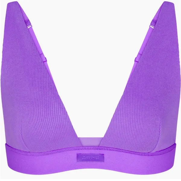 SKIMS Stretch Cotton Rib‎ Plunge Bralette - Ultraviolet - Size L NWOT - Image 3