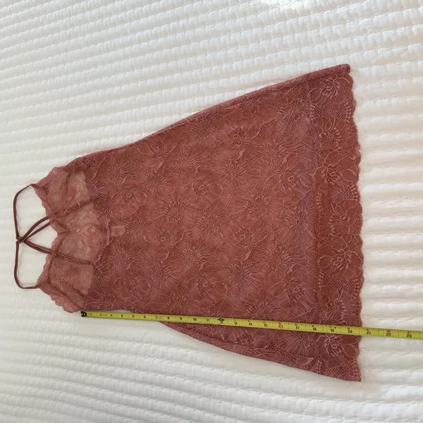 Victoria’s Secret Dusty Rose Nightie Sz S Small See Through Lace Slip Lingerie - Image 2