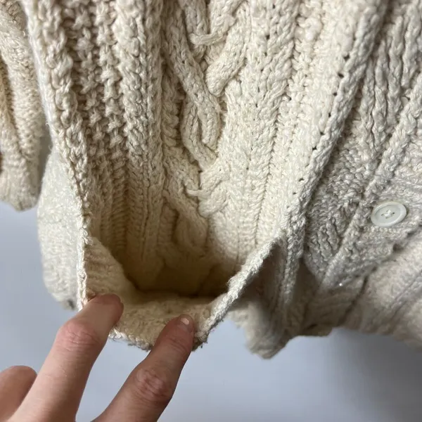 Lauren Ralph Lauren Cardigan Sweater Cable Knit Fisherman pockets women's medium - Image 6