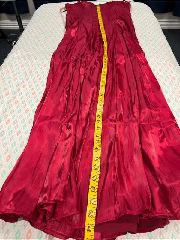 Lulu’s Berry Red Organza Pleated Drop Waist Maxi Dress XL - Image 11