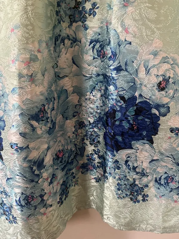 Coastal Floral Mini Dress 6 Blue White Garden Party Feminine Elegant Resort - Image 5