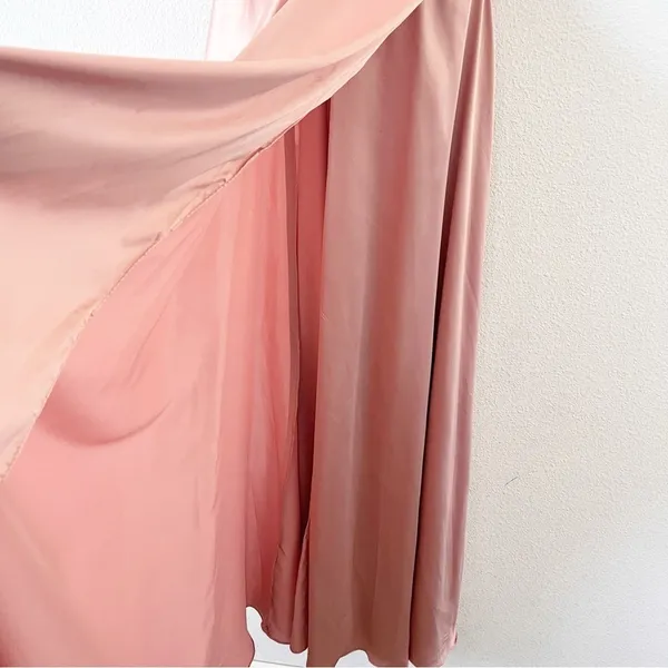 Ladivine Satin Dusty Pink Formal Evening Cocktail High Slit Maxi Gown - Image 4
