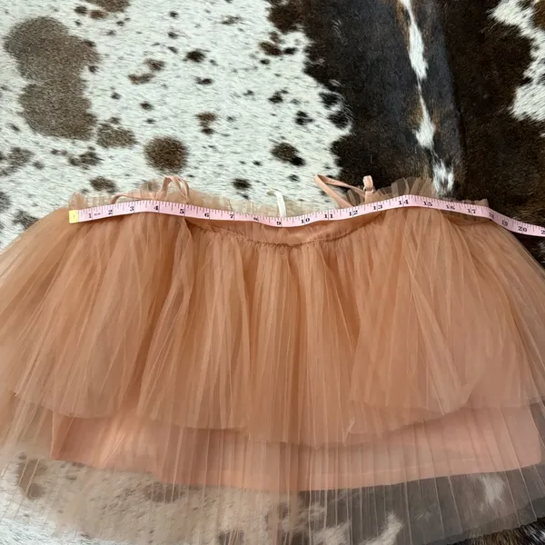 ANTHROPOLOGIE Tan Pleated Tulle Tank Size Medium‎ - Image 9