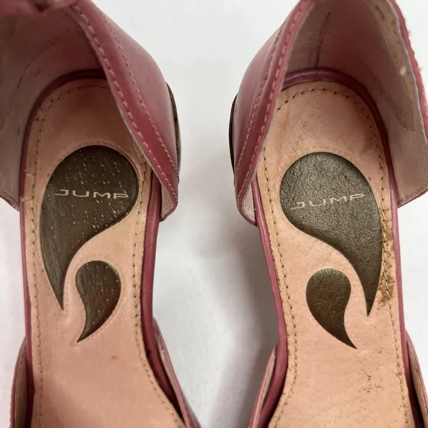 JUMP 7.5 Bayke Pink Leather Ankle Strap Cone Heel dOrsay Pumps Retro Style - Image 7