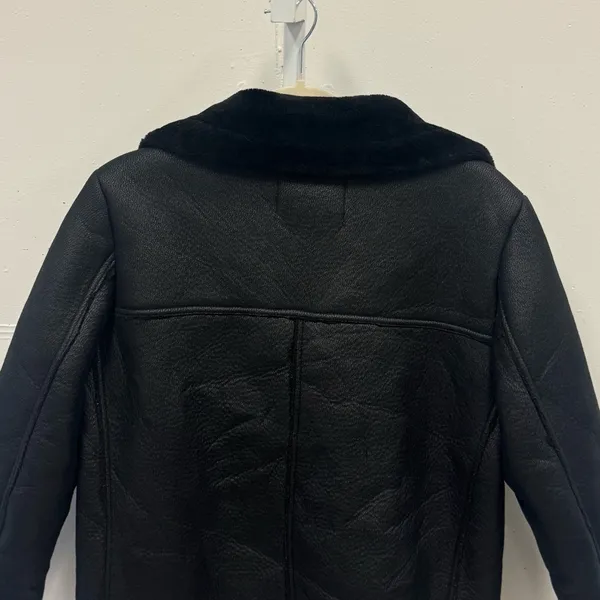 Zara‎ Blogger Favorite Faux Fur Oversized Moto Style Jacket Bomber Small Black - Image 8