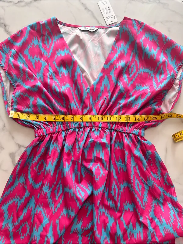 Cupshe Pink & Aqua V-Neck Elastic-Waist Beach Coverup - Image 6