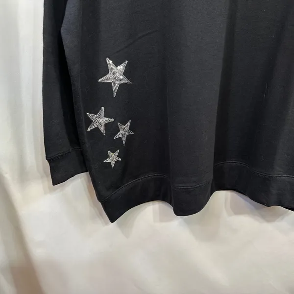 Woman Within Plus Size 26/28W Top 2X Black Sequin Star Sweatshirt Celestial 708‎ - Image 4