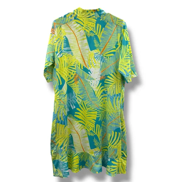 Tail Green & Blue Tropical‎ Palm Tree Print Short Sleeve Activewear Dress Sz XL - Image 4