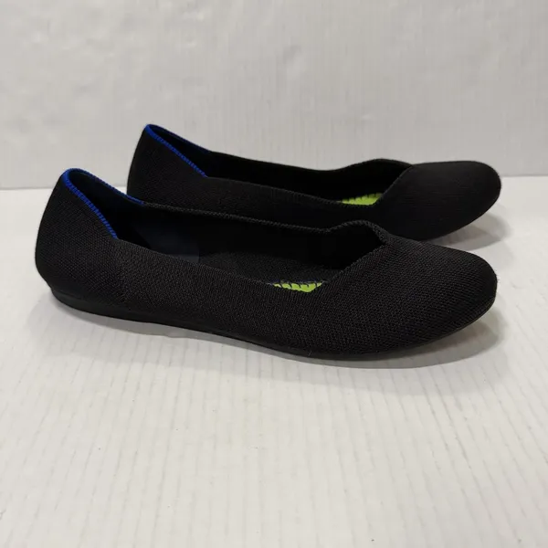 Rothys The Flat Ballet Flat Shoes Womens Size 9 Black Knit Slip On Comfort - Image 2