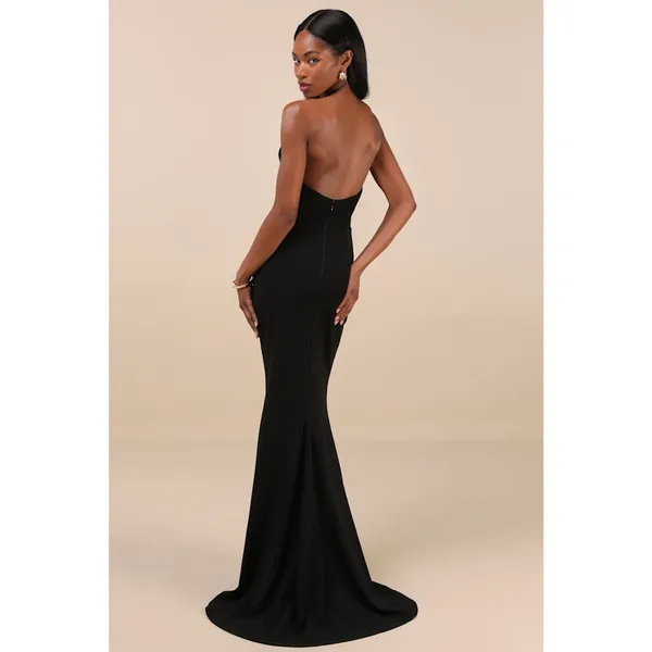 NWT Lulus Laney Black Strapless Corset Maxi Dress Bridesmaid Gala Banquet Sz XS - Image 3