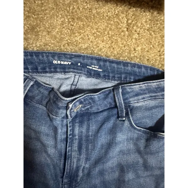 Old Navy Wow Boot-Cut Jeans Womens 8 Mid-Rise Raw Hem Medium‎ Wash Blue Denim - Image 3