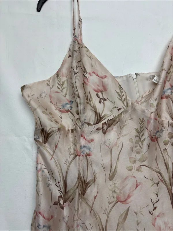 Storia xl Blush Floral Cream Maxi Slip Dress Ruffle Hem romantic guest party - Image 5