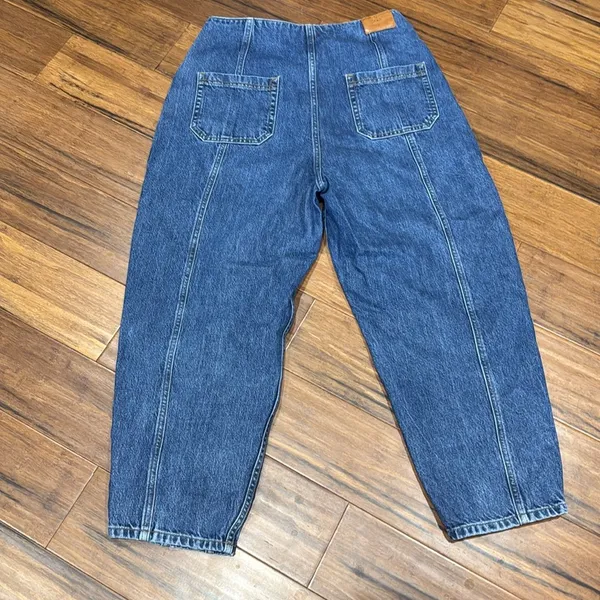 Zara High Rise Slouchy Panel Ankle Cropped Denim Jeans - Size 00 - Image 4