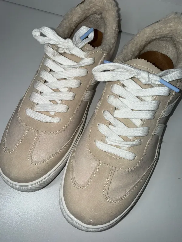 Maurices SuperCush Tessa Sherpa Sneakers Cream & White Lace Up - Image 4