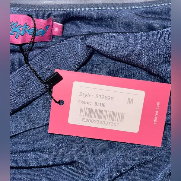 Edikted Athena Blue Off the Shoulder Top Size Medium NWT Club Y2K Style - Image 6