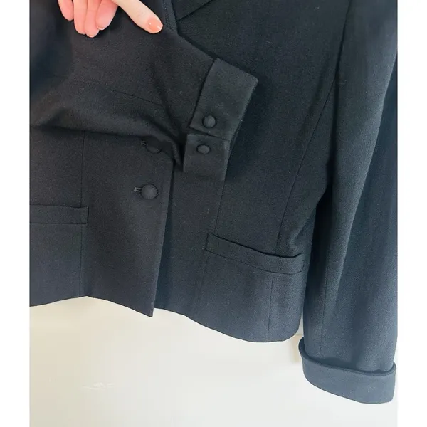 Kasper ASL Black Wool Blazer Jacket Women's 10 Button Front Career 90s‎ Vintage - Image 7