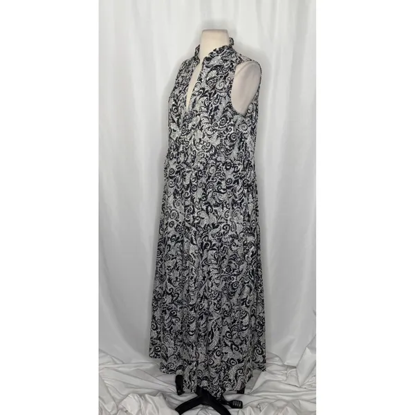 NEW!! Anthropologie MAEVE Marya Tiered Maxi Dress Black Botanical Print Small - Image 5