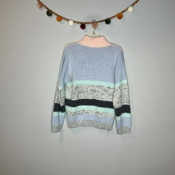 🔆 Vintage patterned colorful acrylic sweater Blue Size L - Image 4