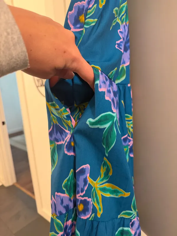Peach Love California Teal Floral Maxi Dress - Image 5