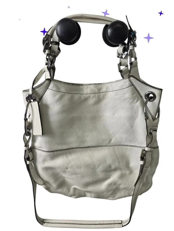 Oryany Womens Pebble Leather Handbag Shoulder Bag Purse White Silver Accents - Image 10