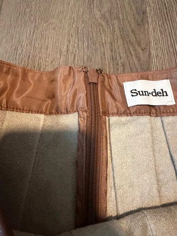 Aritzia Sunday Best brown leather mini skirt  - Image 3