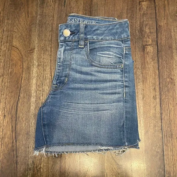 American Eagle Hi Rise Shorties Jean Shorts - Image 4