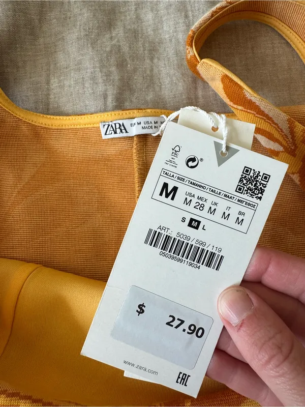 NWT Zara Butter Yellow Cropped Corset Top - Image 5