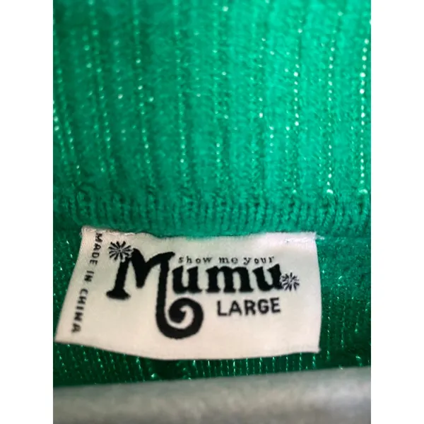 Show Me Your Mumu Sweater Green Cable Knit Turtleneck Quiet Luxury‎ Old Money L - Image 5