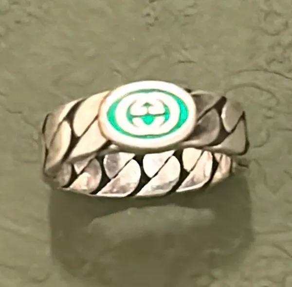 Gucci Sterling Silver Interlocking Curb Chain Ring - Image 3