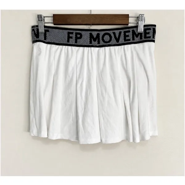 Free People FP Movement Women's Duo Ribbed Mini Tennis Skort In White Size L - Image 3