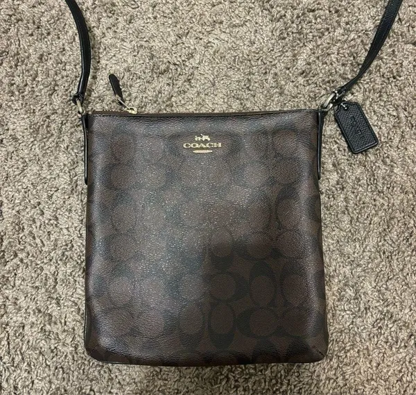 Coach Signature North/South Crossbody Signature Coated Canvas Purse - Image 2
