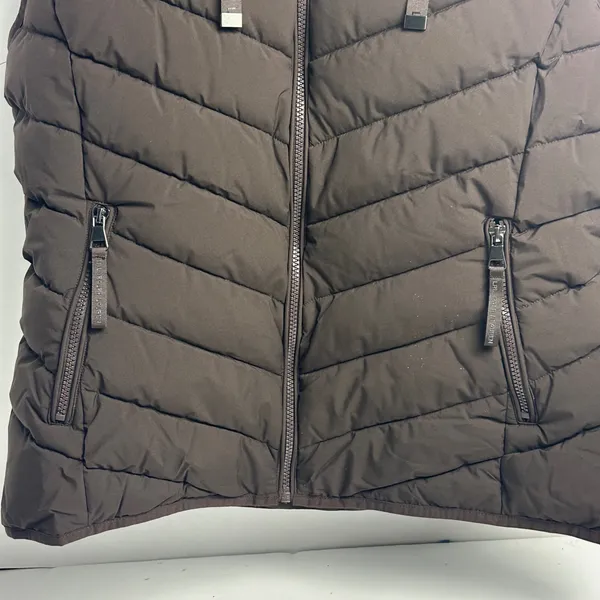 Lauren Ralph Lauren Chocolate Brown Quilted Hooded Puffer Vest Women's Large - Image 10