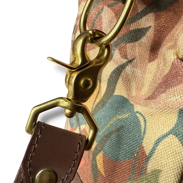 R.Riveter Otto Canvas Leather Tote Crossbody Bag Floral Breast Cancer Awareness - Image 8