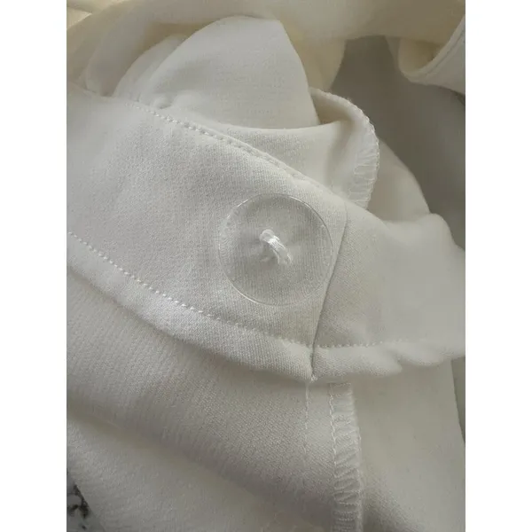 Commense Womens Collared Cuffed Sleeve Button Wrap Short Dress White Medium - Image 6