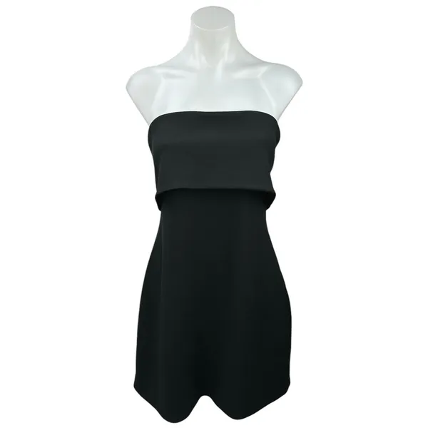 NEW Meshki Mariska Black Strapless Crepe Foldover Bandeau Mini Bodycon Dress 2XL - Image 4