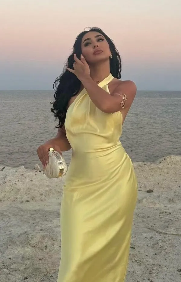 Zara butter Yellow Backless Halter maxi Dress holiday evening wedding - Image 11