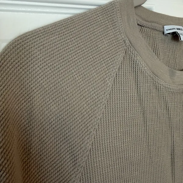 James‎ Perse Waffle Knit Thermal Top Oatmeal Long Sleeve Warm Quiet Luxury Small - Image 4