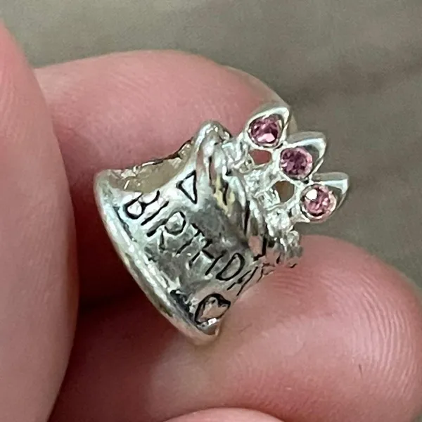 Loose Bead Charm Fit All Bracelet Fit Pandora Ale Silver Family birth cake pink crystal swarovski S925 Jewelry. Loose Beads - Image 2