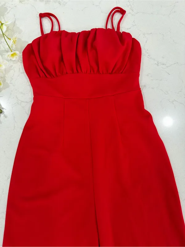 Francesca's Collections Scarlet Wide-Leg Spaghetti-Strap Jumpsuit - Image 4