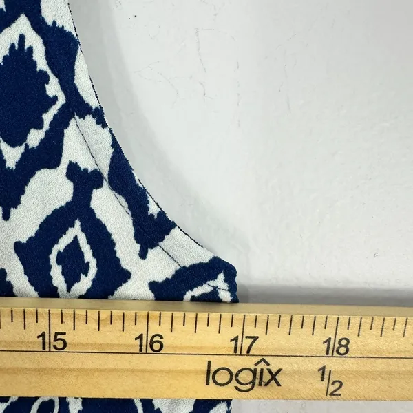 Banana Republic Ikat Maxi Dress Womens Medium Blue White Sleeveless‎ Resort Chic - Image 5