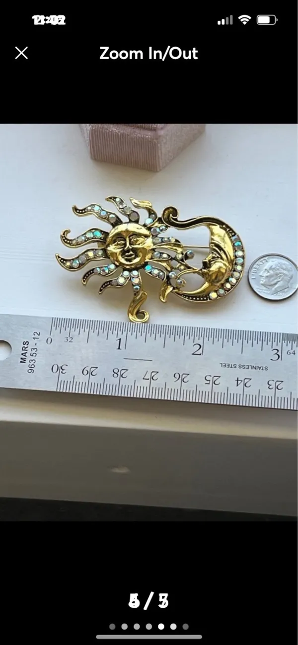 Anthropologie Celestial Sun & Moon Brooch - Image 5
