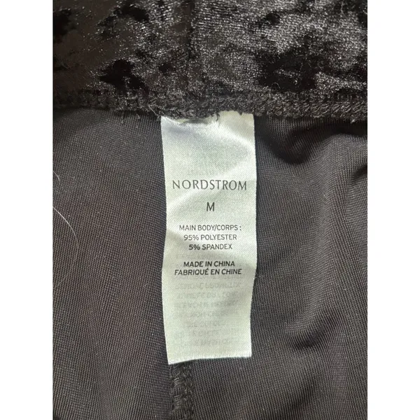 Nordstrom Black Velvet Leggings Soft Stretch Casual Pants Size‎ M - Image 4