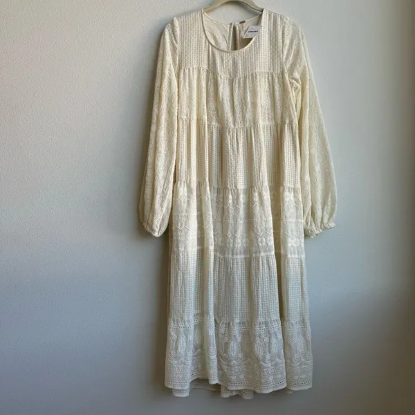 NWT Free People Gemma Cottagecore Lace Midi Dress Size XS Cream Boho Feminine - Image 2