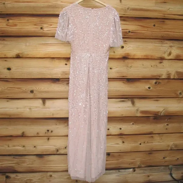 Mac Duggal 35109 Pink Embellished Flutter Sleeve Gown Dress MOB $698 - Image 11
