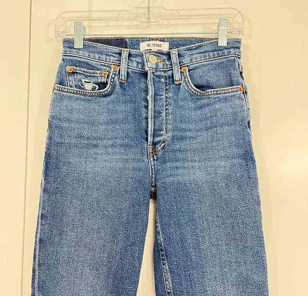RE/DONE Size 25 Blue Stretch High Rise Ankle Crop Jeans - Image 2