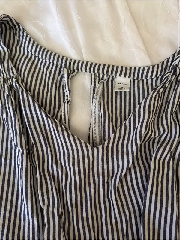 Coastal grandma flowy nautical stripe tank / Old Navy Black XL - Image 9